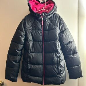 Wonder Nation Black Puffer Jacket with Pink Interior